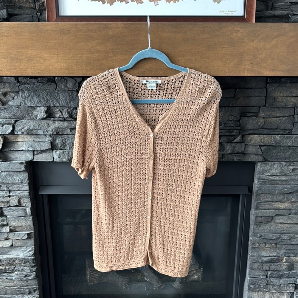 Women's‎ Tan Knit Button-Up Top